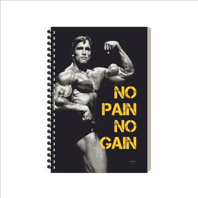 ESCAPER No Pain No Gain Fitness Diary Notebook Spiral Bound Notepad for men A5 Diary Ruled 160 Pages(No Pain No Gain)