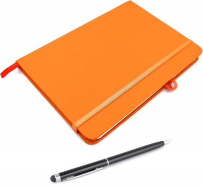 ASRAW A5 Sized Hardcover Diary with Stylus Pen A5 Diary Ruled 176 Pages(Orange)