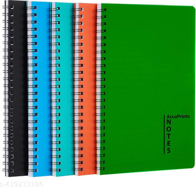 AccuPrints Wiro Notebooks, Spiral-Bound, Lightweight A5 Notebook Ruled 100 Pages(Multicolor, Pack of 5)