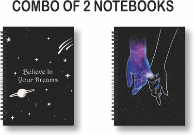 ROT RIX combo of 2 Notebooks A5 Diary ruled 144 Pages(Black, Violet, Pack of 2)