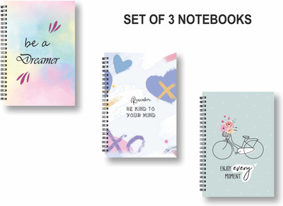 ROT RIX combo of 3 Notebooks A5 Diary Unruled 144 Pages(Multicolor, Pack of 3)