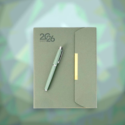 Scribelle A5 Diary 2026 with PU Finish -3 Fold Design, Magnetic Closure A5 Diary Golden Fitting, and Month Cut 70 GSM Paper 365 Pages(Green)