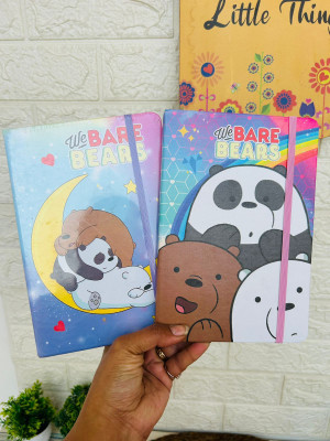 Radhya Accessories We Bare Bears Diaries Hardcover Notebook Elastic lock Regular Journal Ruled 192 Pages(Multicolor, Pack of 2)