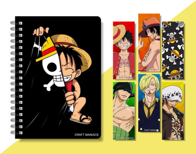 craft maniacs 2024 ONE PIECE DIARY & 6 FREEBIE BOOKMARKS A5 Diary RULED 160 Pages(Multicolor)
