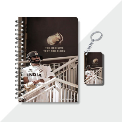 craft maniacs CRICKET 2025 DIARY & WOODEN KEYCHAIN A5 Notebook RULED 160 Pages(Blue)
