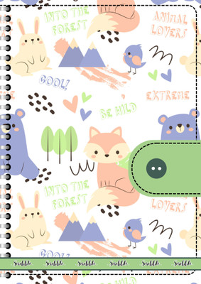 Scribble Handcrafted Fox Bear Spiro Hard Bound Gift Doodle Diary Journal A5 Diary Unruled 60 Pages(Multicolor, White, Pink, Purple, Green)