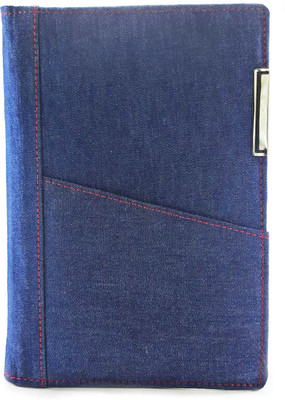 Noir Ink Real Denim Fabric Diary Notebook Journal with Pocket, Executive Diary A5 Diary Ruled 192 Pages(Denim Blue)