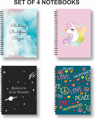 Papco Notebook A5 Diary Ruled 144 Pages(Green, Pack of 4)