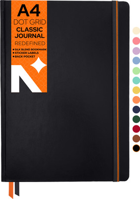 NEORAH - Dotted Journal Notebook - 160Pages- 110 GSM- Office Notebook A4 Note Book DOTTED 160 Pages(Black)