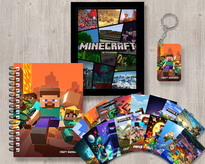 craft maniacs MINECRAFT GIFTING COMBO A5 Notebook RULED 120 Pages(Black)
