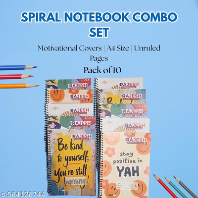 RAJESH Notebook A4 Notebook Perfect for School, College, Office & Everyday Writing 260 Pages(Multicolor, Pack of 10)