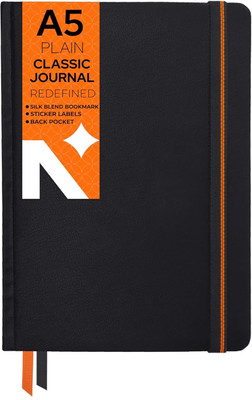 NEORAH - Unruled Journal Notebook - 110 GSM - Office Hardcover Notebook - A5 Notebook Plain 160 Pages(Black)