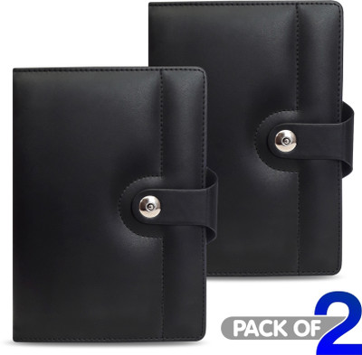 Abstract Collection A5 Regular Designer with Hole Magnate Closer A5 Size ( 6 x 8.5 Inches) A5 Notebook Single Rule 204 Pages(Black, Pack of 2)