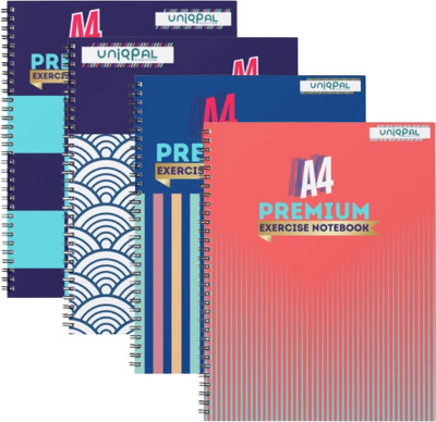 UNIQPAL SPIRAL Notebook A4 Notebook RULED /LINE 200 Pages(Multicolor, Pack of 4)