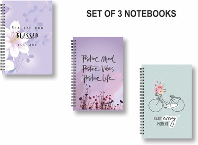 ROT RIX combo of 3 Notebooks A5 Diary Unruled 144 Pages(Green, Multicolor, Pack of 3)