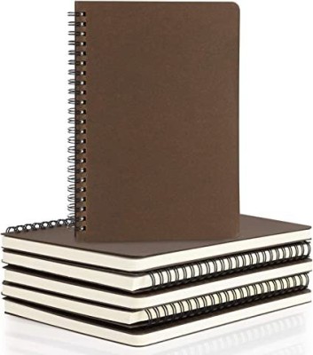 Eusoar College Ruled Spiral Notebook, A5 6packs 5.5x8.3 120 Pages A5 Notebook Lined 120 Pages(Coffee-Lined, Pack of 6)