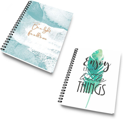 DI-KRAFT Diary Combo Pack | Printed Diary combo Pack | BTS New Collection A5 Diary Unruled 120 Pages(White and Light Sky, Pack of 2)