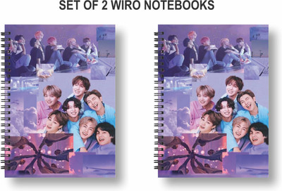 3DS Notebook A5 Diary Ruled 144 Pages(Purple, Blue, Pack of 2)