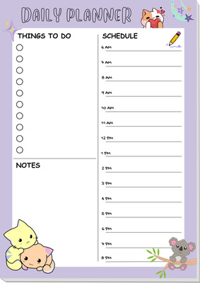 Gobooly My Daily Planner With Magnetic Back A5 Memo Pad Ruled 100 Pages(Blue)