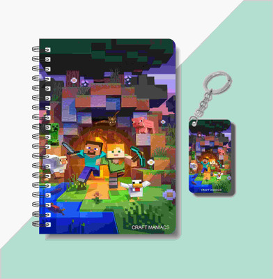 craft maniacs MINECRAFT DIARY & KEYCHAIN A5 Diary RULED 120 Pages(Multicolor)