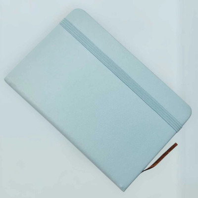 LIOGLOBAL Office School Hard Bound | Diary with Elastic Lock PU Leather Pocket A6 Notebook WITH SINGLE LINE 100 Pages(Light Blue)