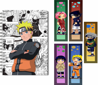 craft maniacs NARUTO DIARY & FREEBIE BOOKMARKS A5 Notebook RULED 100 Pages(Multicolor)