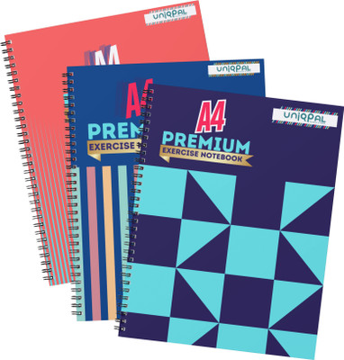 UNIQPAL NOTEBOOK A4 Note Book UNRULED / PLAIN 200 Pages(Multicolor, Pack of 3)