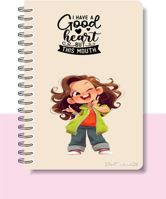 craft maniacs CUTE PUN 2025 NOTEBOOKS A5 Notebook RULED 120 Pages(Multicolor)