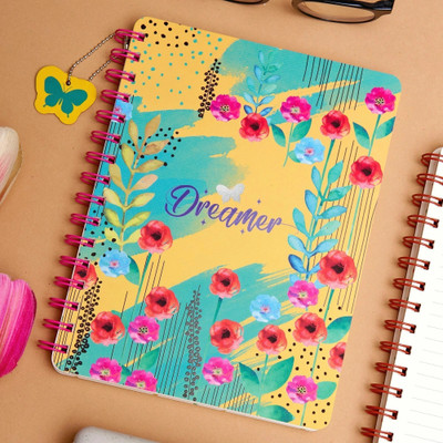 Doodle Wiro Notebook With Bookmark Dangler & Two Sticker Sheets B5 Diary Ruled 160 Pages(Flower Fun)