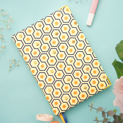 Doodle Premium Hard Bound Vintage Charm A5 Notebook With Metal Corners | Ruled 160 Pages(Yellow and Blue)