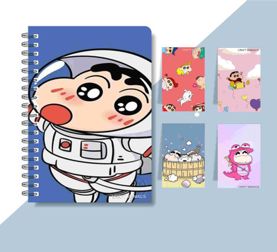 craft maniacs SHINCHAN DIARY & 4 MAGNETIC BOOKMARKS 2025 A5 Notebook RULED 160 Pages(Multicolor)