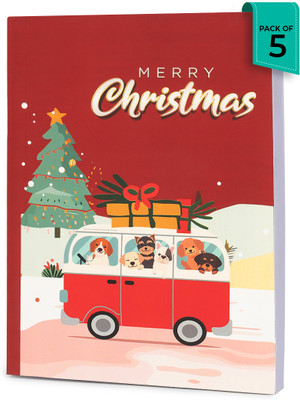 ABC Zigly Limited Edition A5 Notebook Ruled 200 Pages(Merry Xmas, Pack of 5)