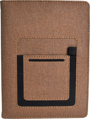 STAPRICO Planner Diary with Mobile & Card Pocket, Pen Loop A5 Diary Ruled 192 Pages(Brown)