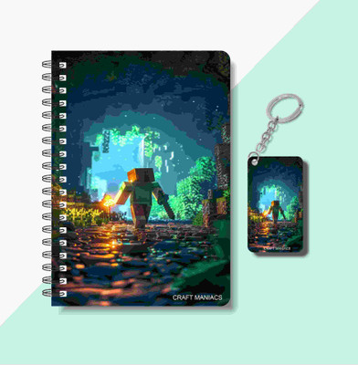craft maniacs MINECRAFT DIARY & KEYCHAIN A5 Diary RULED 120 Pages(Multicolor)