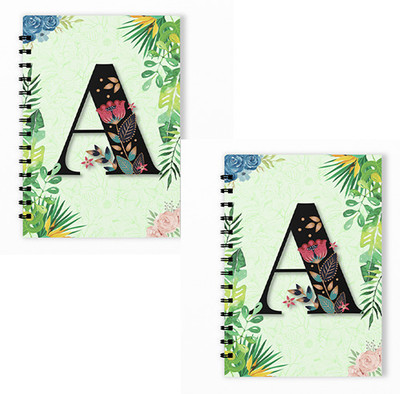 RINKON A Letter Initial Alphabet Notebook Diary Unruled A Word Girls NamePACK OF 2 A5 Notebook Unrulled 160 Pages(Multicolor, Pack of 2)