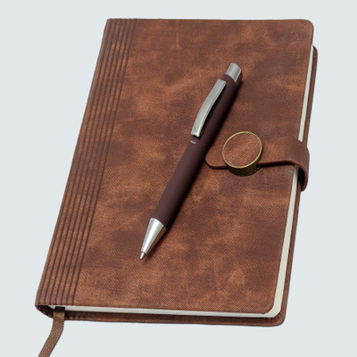 UJJi A5 PU Notebook with Magnetic Lock, 192 Pages, 4-Year Calendar, Brown A5 Diary Ruled 192 Pages(Brown)