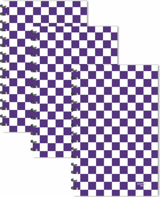 ESCAPER Purple Small Checks Chess Pattern (Ruled - A5 Size - SUPER SAVER Pack of 3 Diaries) Designer Diaries A5 Diary Ruled 160 Pages(Multicolor, Pack of 3)
