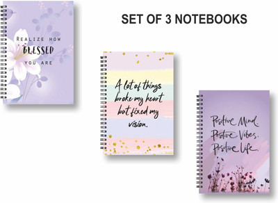 ROT RIX combo of 3 Notebooks A5 Diary Unruled 144 Pages(Violet, Multicolor, Pack of 3)