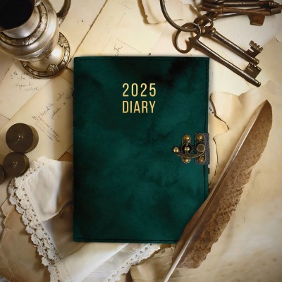 DI-KRAFT 2025 Leather journal with antique lock pattern size 5*7 inches , 200 pages a001 A5 Diary unruled 200 Pages(multicoolor01)