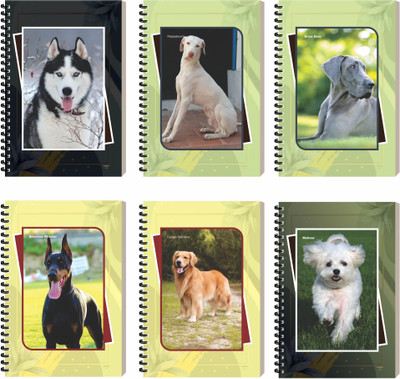 ESCAPER Dog Notepad, Perfect Gift Notebook, Spiral Ruled Diary, Journal Notepad A5 Diary Ruled 160 Pages(Jumbo, Pack of 6)