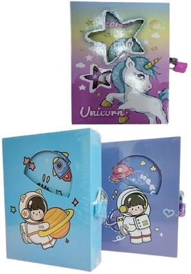 Freedy 1 Cartoon Diary With Lock & Key Box For Boys/Girls Birthday Gifts For Kids A5 Gift Set Ruled Diary any random desingn will send 100 Pages(Multicolor)