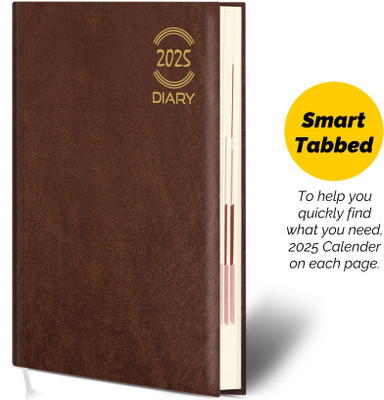 Abstract Collection Executive Diary New Edition Monthly Planner, Size 8.5 x 6 Inches A5 Diary Single Rule 366 Pages(Brown)