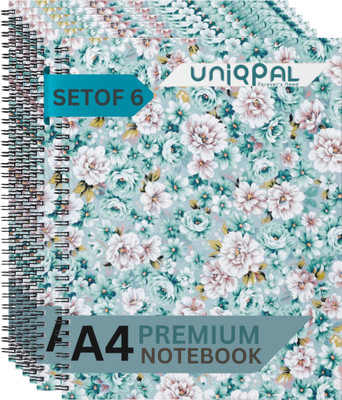 UNIQPAL SET OF 6 A4 Notebook RULED /LINE 120 Pages(Multicolor, Pack of 6)