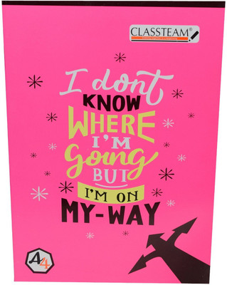 ClassTeam Long Register Notebook A4 Notebook single rule 208 Pages(Pink, Pack of 5)