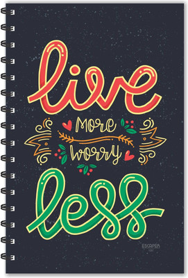 ESCAPER Live More Worry Less A5 Diary Ruled 160 Pages(Multicolor)