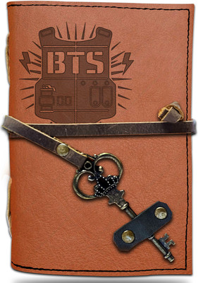 DI-KRAFT Handmade Classic Design Leather-BTS Printed Diary A6 Diary Unruled 200 Pages(Brown 13)