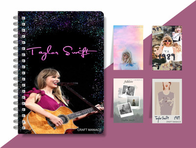 craft maniacs 2023 TAYLOR DIARY + SET OF 4 MAGNETIC BOOKMARKS A5 Diary RULED 160 Pages(Multicolor)