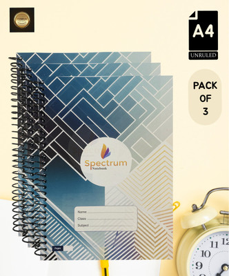 GARGANDASSOCI SPECTRUM A4 Notebook PLAIN AND UNRULLED 180 Pages(Blue, Pack of 3)