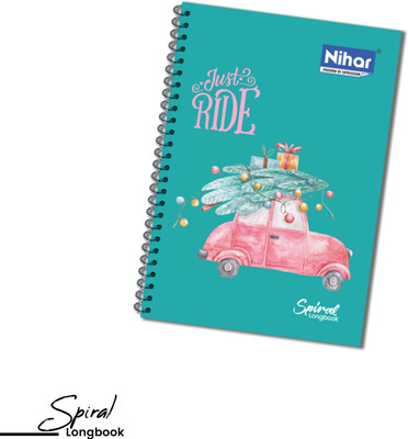 WRITE ON WHITE CLASSIC COLLECTION OF NIHAR SPIRAL A4 Notebook Rulled 400 Pages(GREEN / PINK)