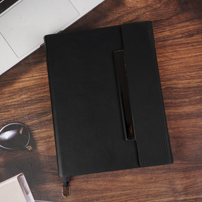 Erminio Palamino New Year 2026 Premium Leather Executive Diary with Gold Accent, Monthly Planner B5 Diary Ruled 365 Pages(Black)